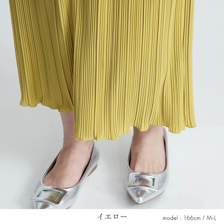 【送料無料】 裏地付きプリーツスカート 4色 M-LL 洗える 10分丈 レディース ボトムス スカート プリーツスカート 楽ちん きれいめ オールシーズン |  | 08