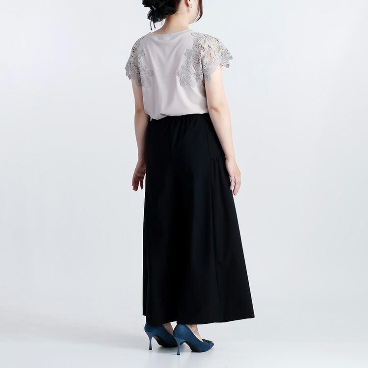 【送料無料/日本製】 フレアワイドパンツ 3色 M-LL 洗える 10分丈 レディース ボトムス パンツ ワイドパンツ フレアパンツ ストレッチ 楽ちん きれいめ 春秋 |  | 11