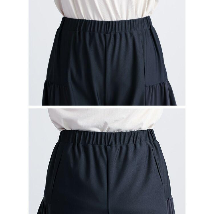 【送料無料/日本製】 フレアワイドパンツ 3色 M-LL 洗える 10分丈 レディース ボトムス パンツ ワイドパンツ フレアパンツ ストレッチ 楽ちん きれいめ 春秋 |  | 12