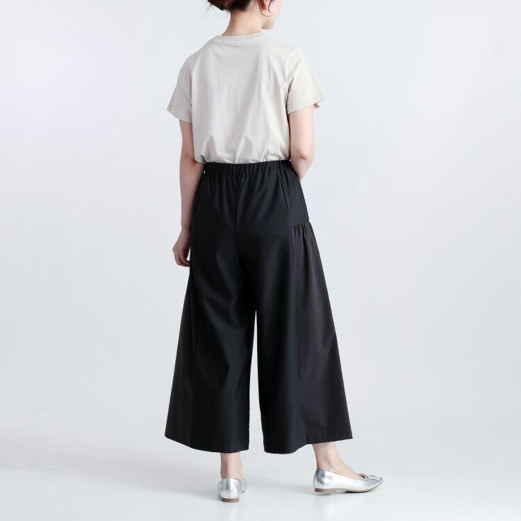 【送料無料/日本製】 フレアワイドパンツ 3色 M-LL 洗える 10分丈 レディース ボトムス パンツ ワイドパンツ フレアパンツ ストレッチ 楽ちん きれいめ 春秋 |  | 06