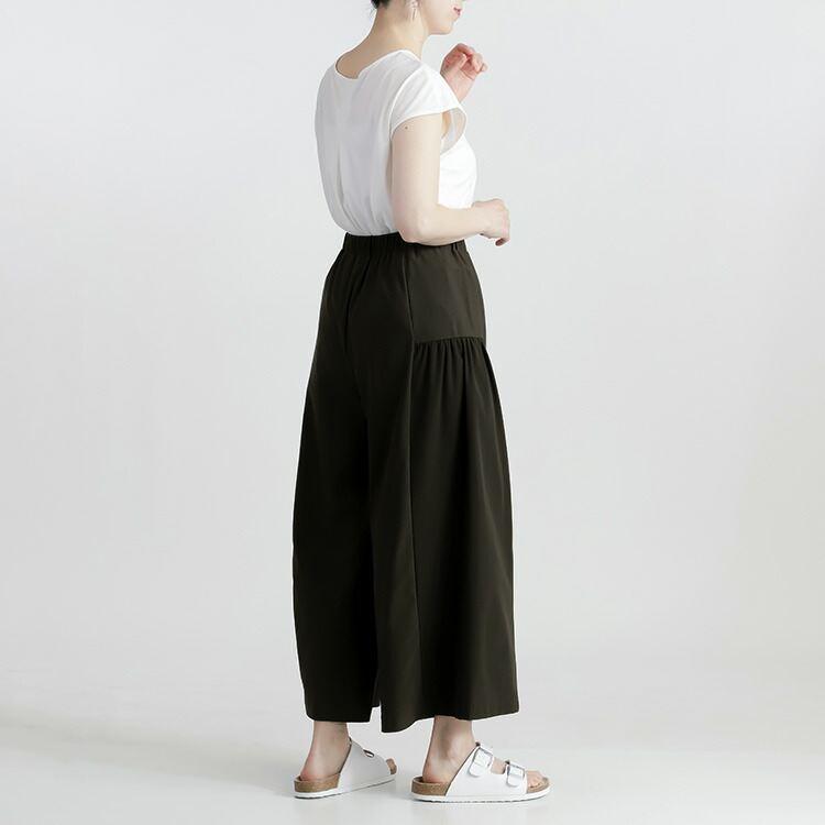 【送料無料/日本製】 フレアワイドパンツ 3色 M-LL 洗える 10分丈 レディース ボトムス パンツ ワイドパンツ フレアパンツ ストレッチ 楽ちん きれいめ 春秋 |  | 09