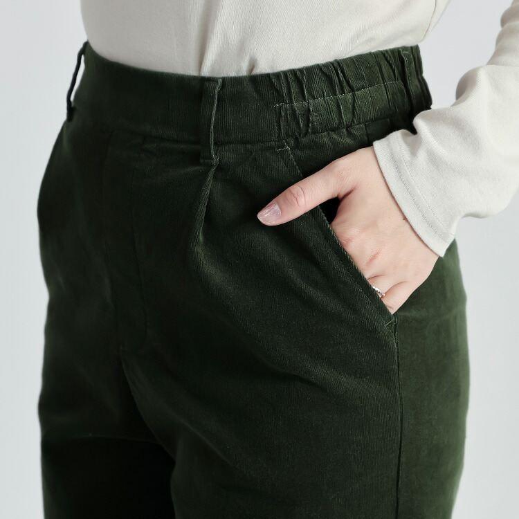 【準新作/送料無料】 コーデュロイワイドパンツ 3色 M-LL 洗える レディース ボトムス パンツ ワイドパンツ ウエストゴム ストレッチ 楽ちん リラックス 快適 |  | 10