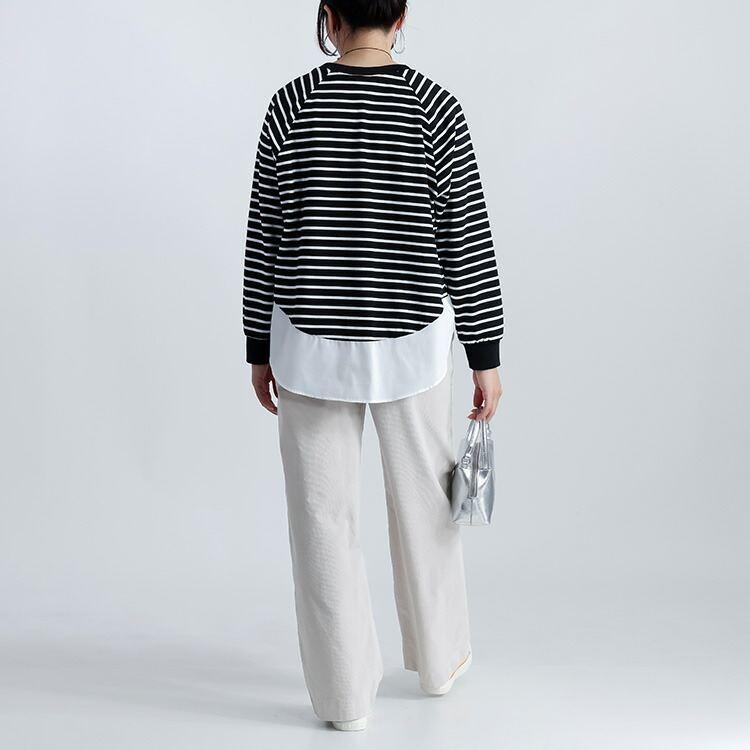 【準新作/送料無料】 コーデュロイワイドパンツ 3色 M-LL 洗える レディース ボトムス パンツ ワイドパンツ ウエストゴム ストレッチ 楽ちん リラックス 快適 |  | 06