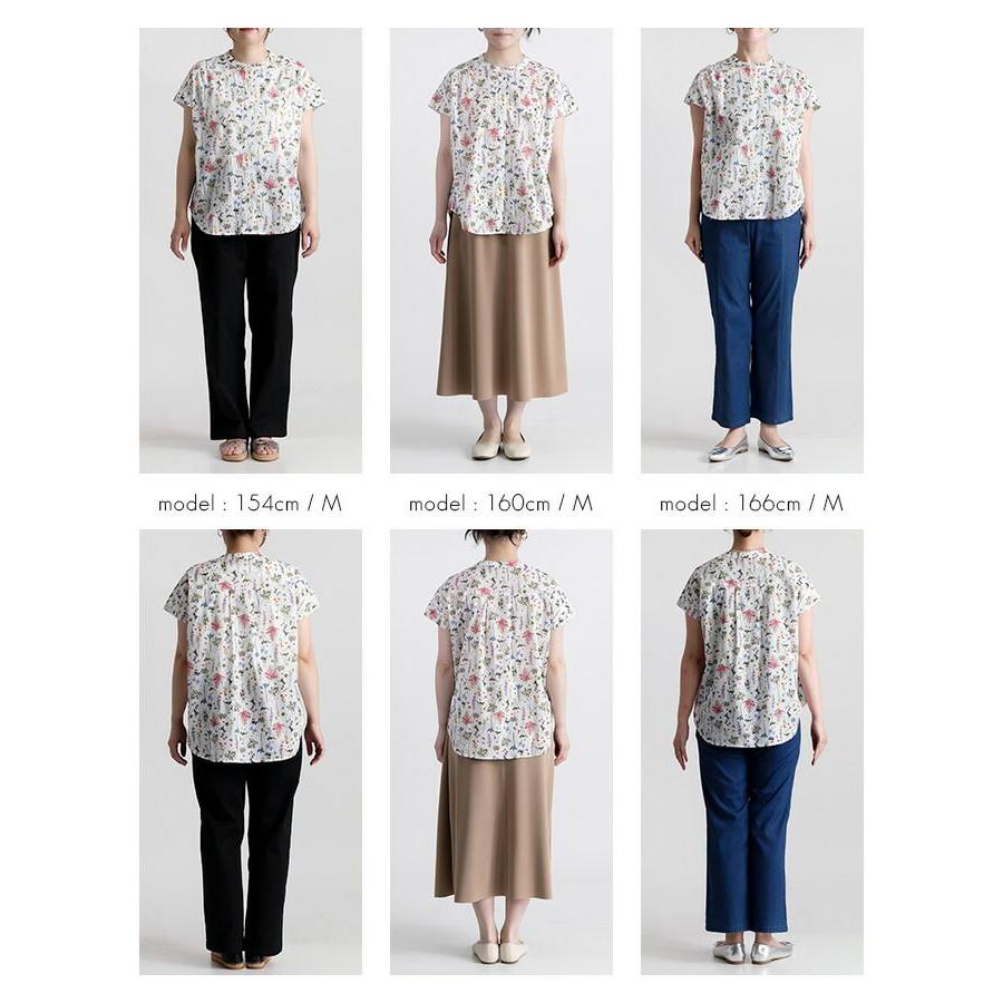 【送料無料】UVカット花柄ブラウス 4色 M L 洗える 半袖 レディース トップス ブラウス チュニック UV対策 紫外線対策 花柄 綿100％ 涼しい 軽やか ふんわり |  | 22