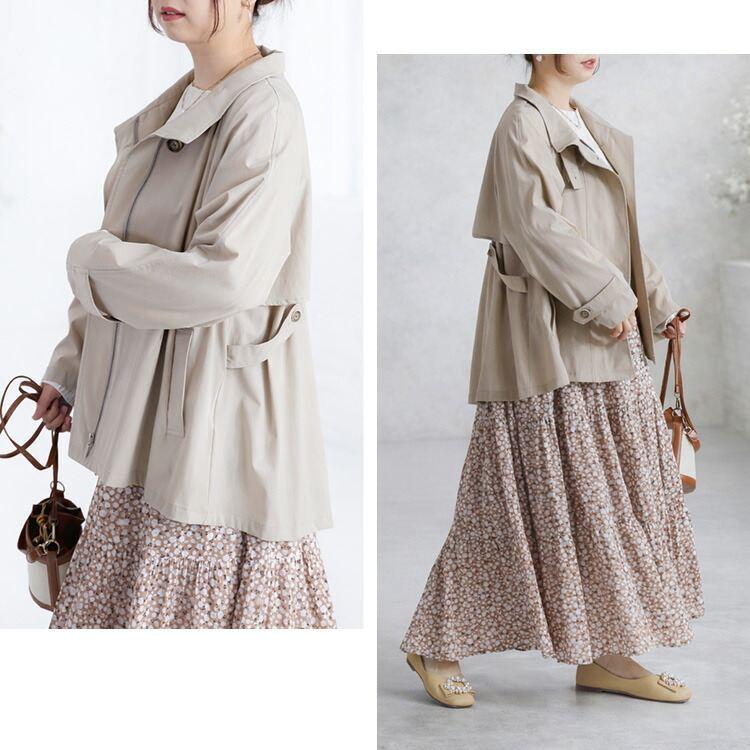 【新作】【送料無料】 ストレッチスプリングショートコート 4色 M L 洗える レディース アウター ジャケット スプリングコート トレンチコート ストレッチ |  | 06