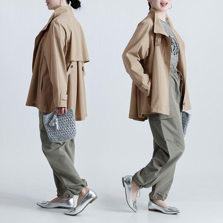 【新作】【送料無料】 ストレッチスプリングショートコート 4色 M L 洗える レディース アウター ジャケット スプリングコート トレンチコート ストレッチ |  | 08