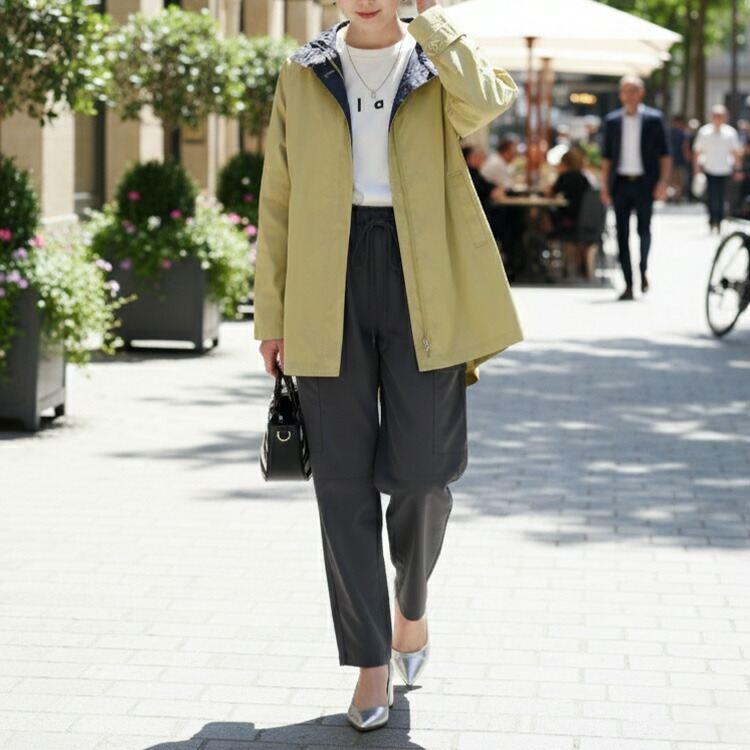 【新作】【送料無料】 ダブルフェイススプリングコート 2色 M L 洗える 軽量 長袖 レディース アウター ジャケット スプリングコート トレンチコート 体型カバー |  | 12