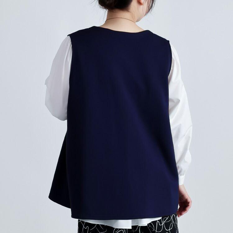 【新作】【送料無料】釦デザインダンボールニットベスト 3色 M-LL 洗える レディース トップス ベスト クルーネック 体型カバー お尻隠し ダンボールニット |  | 12