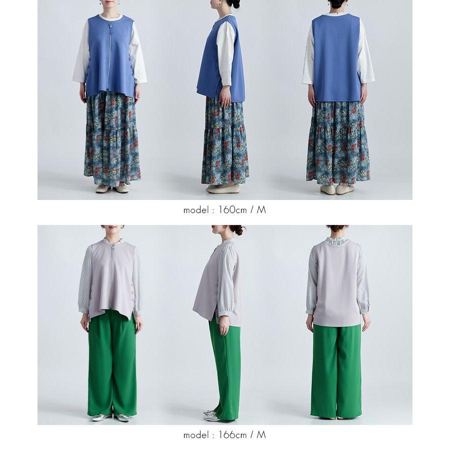 【新作】【送料無料】釦デザインダンボールニットベスト 3色 M-LL 洗える レディース トップス ベスト クルーネック 体型カバー お尻隠し ダンボールニット |  | 15