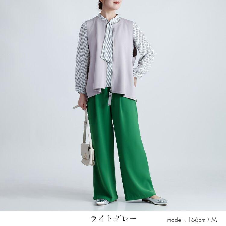 【新作】【送料無料】釦デザインダンボールニットベスト 3色 M-LL 洗える レディース トップス ベスト クルーネック 体型カバー お尻隠し ダンボールニット |  | 04