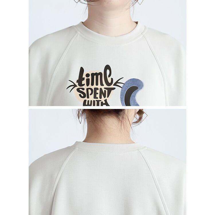 【新作】【送料無料】 キャット柄プルオーバー 2色 洗える 長袖 オーバーサイズ レディース トップス プルオーバー スウェット トレーナー 体型カバー |  | 13