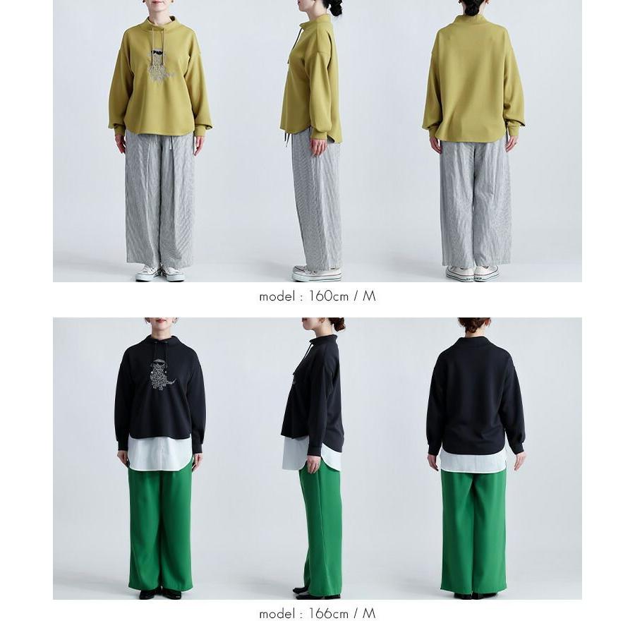 【新作】【送料無料】 プードル犬刺繍スウェット 3色 洗える 長袖 オーバーサイズ レディース トップス プルオーバー スウェット トレーナー 体型カバー |  | 14