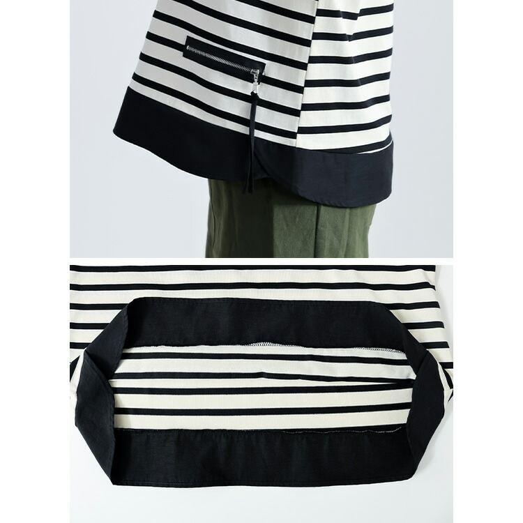 【新作】【送料無料】 ボーダープルオーバー 2色 M-L 洗える 長袖 レディース トップス カットソー プルオーバー チュニック ストレッチ クルーネック 楽ちん |  | 14