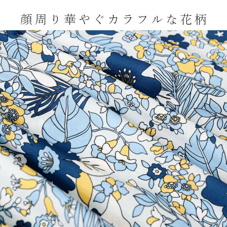 【新作】【送料無料】 花柄シャーリングブラウス 3色 M L 洗える 長袖 レディース トップス ブラウス チュニック スタンドカラー フリル衿 とろみ素材 楽ちん |  | 02