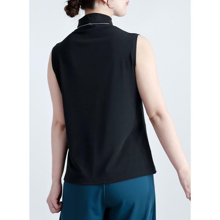 【新作】【送料無料】 ドライタッチボトルネックノースリーブT 2色 M-L 洗える 楽ちん レディース トップス インナー カットソー プルオーバー Tシャツ シアー |  | 12