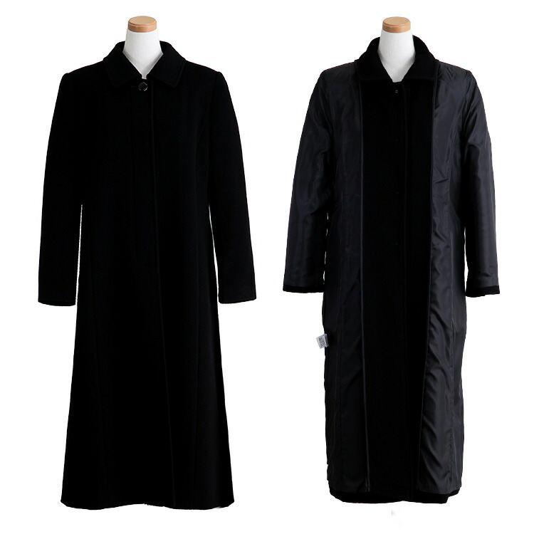 【再入荷】【送料無料】 丈が選べる、カシミヤウールコート M-3L 冠婚葬祭 レディース アウター コート フォーマルコート ブラックフォーマル スーツ 黒 |  | 14