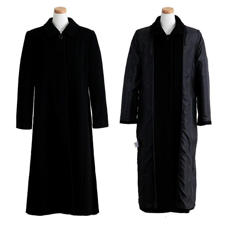 【再入荷】【送料無料】 丈が選べる、カシミヤウールコート M-3L 冠婚葬祭 レディース アウター コート フォーマルコート ブラックフォーマル スーツ 黒 礼服 |  | 18