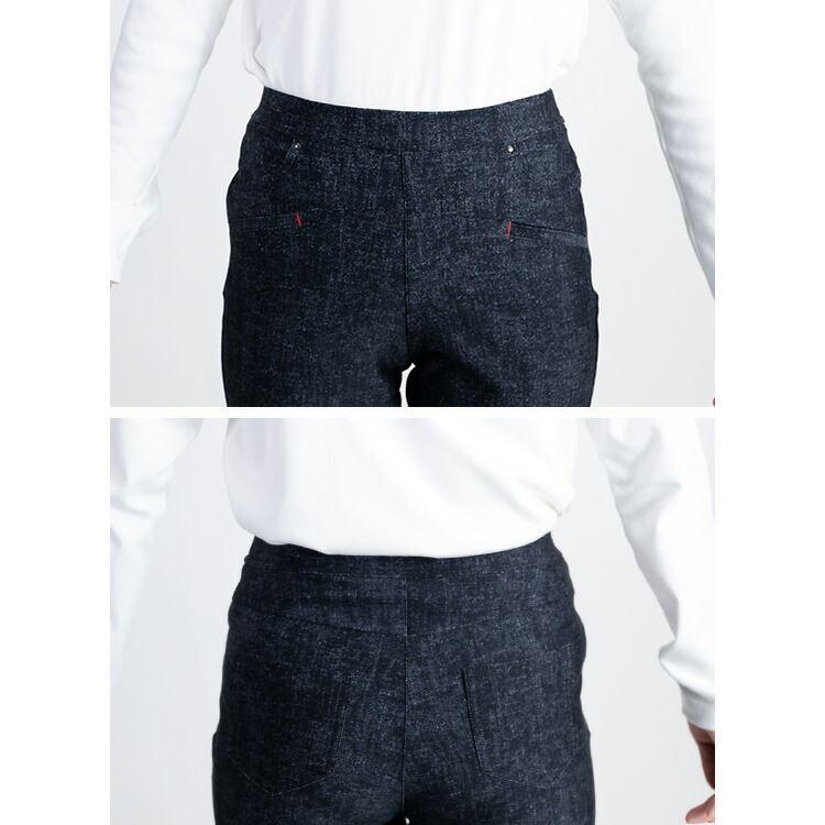 【送料無料/日本生地/再入荷】 デニム プリント ストレッチパンツ 3色 M-3L レディース ボトムス パンツ ストレート アンクル丈 |  | 14