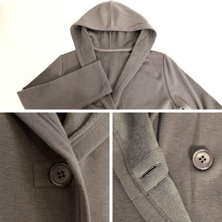 【送料無料】 裏起毛コーディガン 5色 M-3L 洗える 長袖 レディース アウター コート カーディガン フード付 裏シャギー おうちコーデ 大人きれい |  | 14