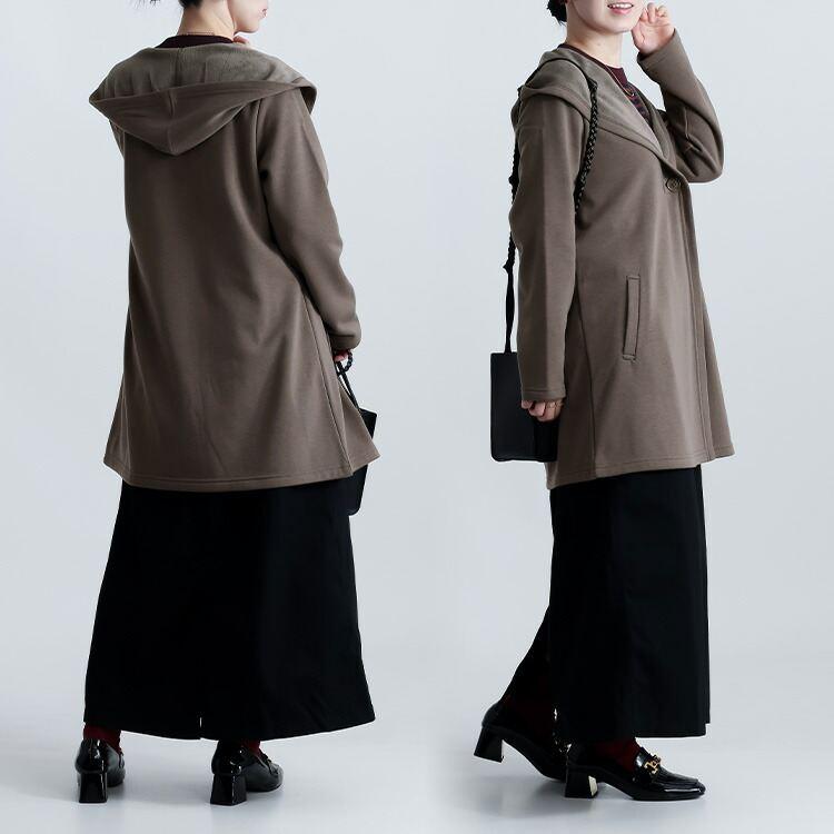 【送料無料】 裏起毛コーディガン 5色 M-3L 洗える 長袖 レディース アウター コート カーディガン フード付 裏シャギー おうちコーデ 大人きれい |  | 06