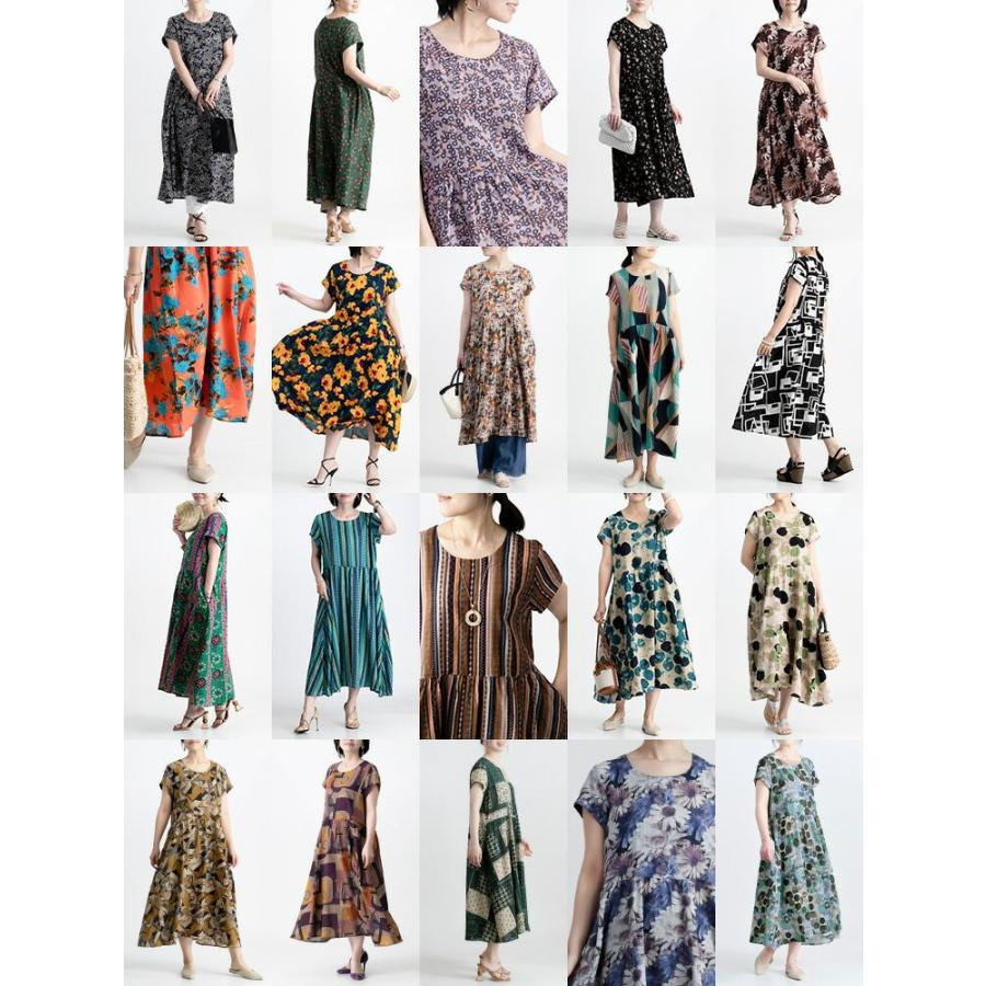 送料無料/再入荷】 夏柄ワンピース 20柄 M L 洗える 半袖 レディース