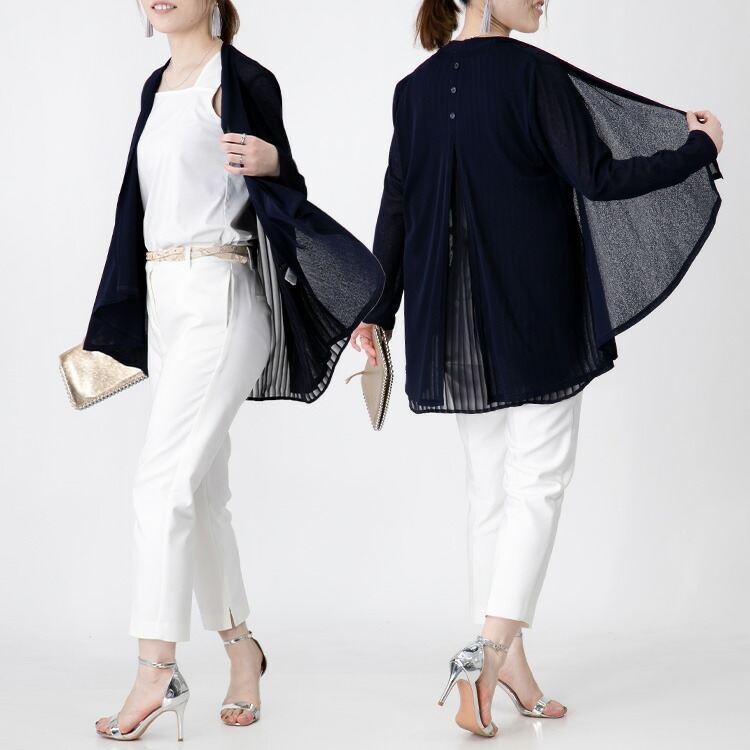 【送料無料/再入荷】 後ろストライプ使いカーディガン 4色 M L 洗える サラサラ 快適 防シワ 軽量 長袖 レディース トップス カーディガン 羽織 カーデ |  | 13