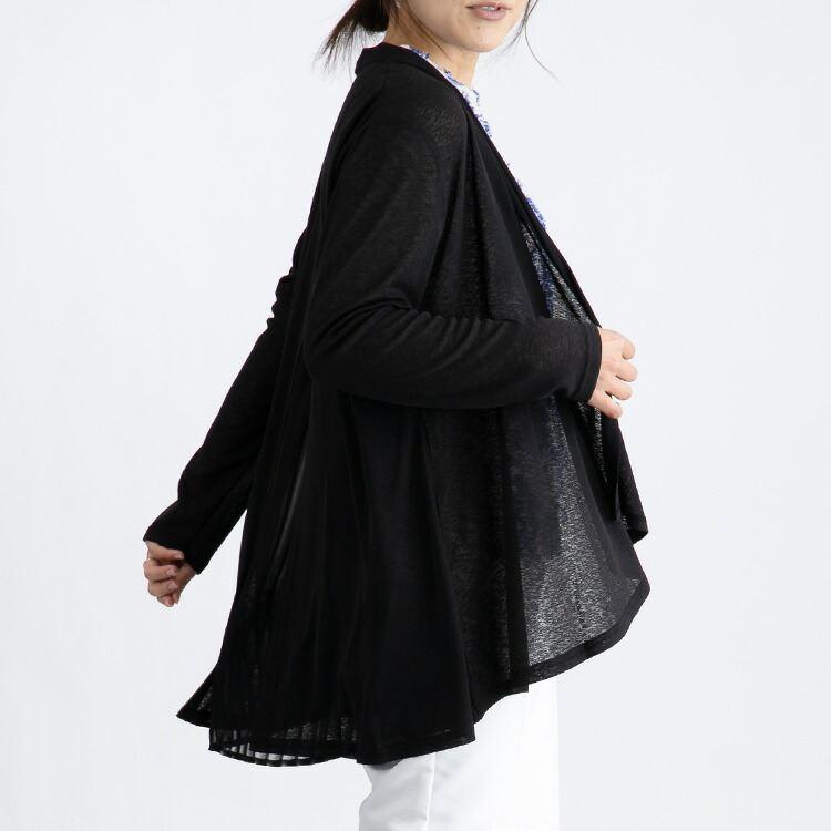 【送料無料/再入荷】 後ろストライプ使いカーディガン 4色 M L 洗える サラサラ 快適 防シワ 軽量 長袖 レディース トップス カーディガン 羽織 カーデ |  | 15