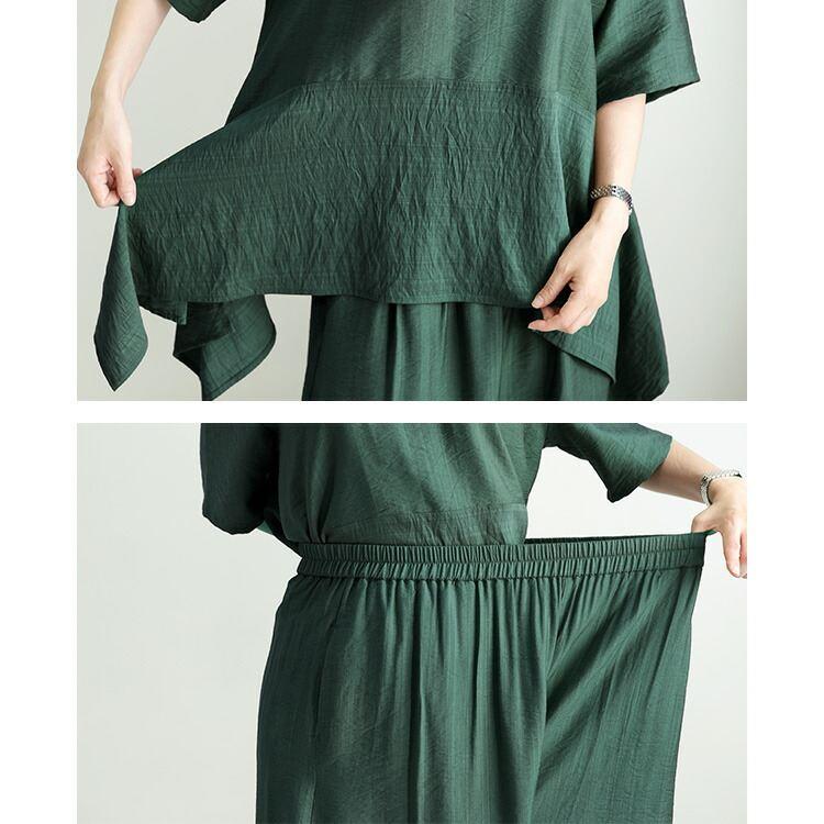 【送料無料】 ほの艶リッチセットアップ 5色 M-LL 洗える レディース トップス オーバーブラウス パンツ フォーマル セットアップ 2点セット アンサンブル 春夏 |  | 10