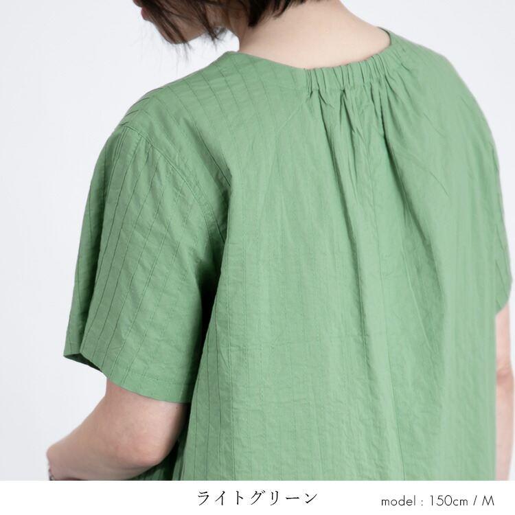 【送料無料/再入荷】 コットン100％タックワンピース 7色 M L 洗える レディース ワンピース ワンピ 夏ワンピ ロング 半袖 天然素材 |  | 09