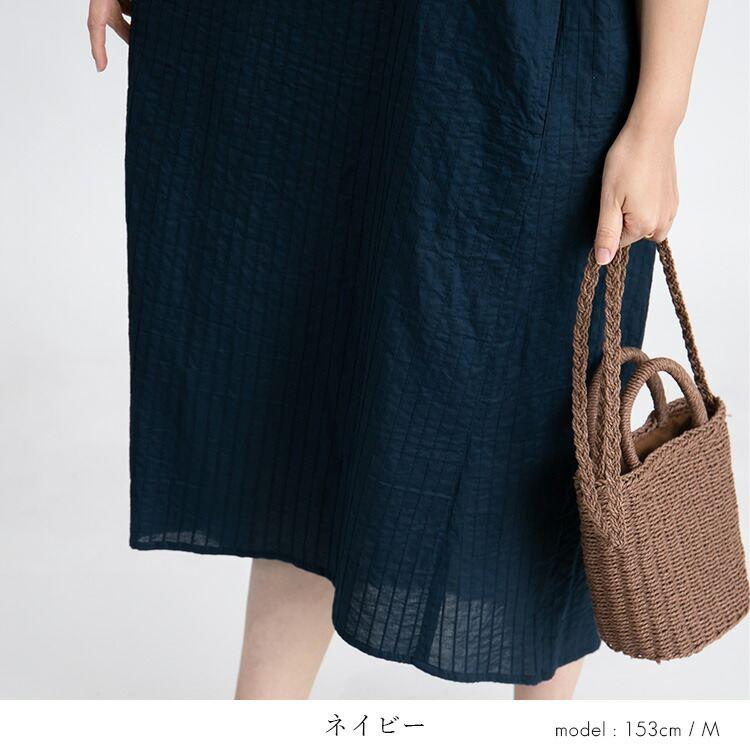 【送料無料/再入荷】 コットン100％タックワンピース 7色 M L 洗える レディース ワンピース ワンピ 夏ワンピ ロング 半袖 天然素材 |  | 12