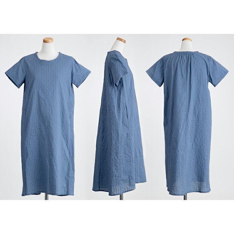 【送料無料/再入荷】 コットン100％タックワンピース 7色 M L 洗える レディース ワンピース ワンピ 夏ワンピ ロング 半袖 天然素材 |  | 14