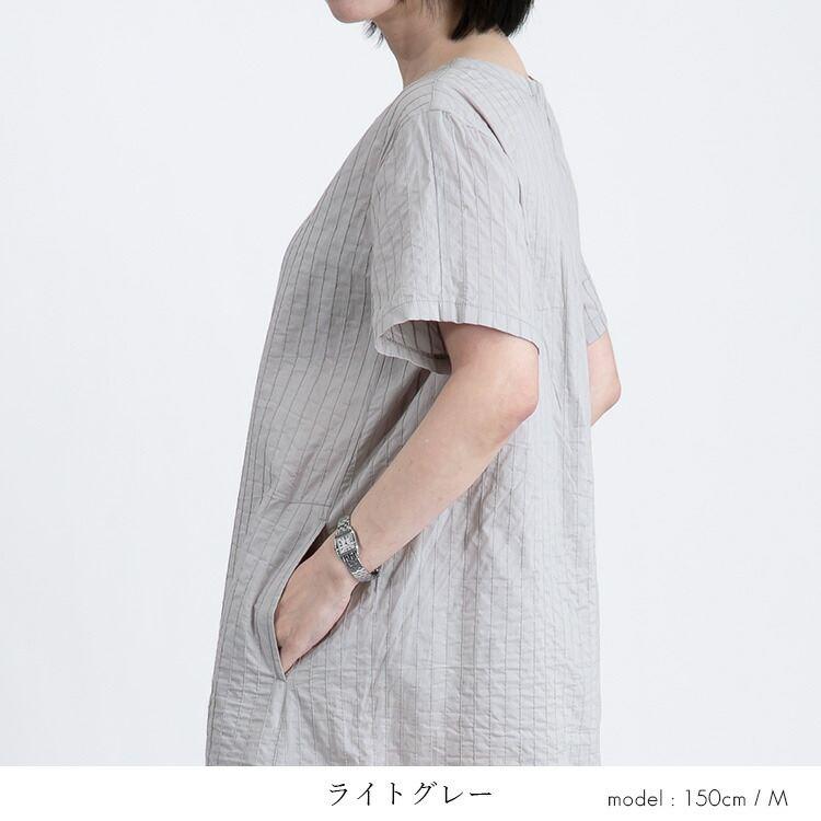 【送料無料/再入荷】 コットン100％タックワンピース 7色 M L 洗える レディース ワンピース ワンピ 夏ワンピ ロング 半袖 天然素材 |  | 05