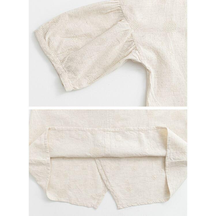 【送料無料/再入荷】 綿麻ドット刺繍ブラウス 2色 M L 洗える 七分袖 レディース トップス ブラウス チュニック 大人 ナチュラル コットン 綿麻 刺繍 春夏 3888 |  | 14