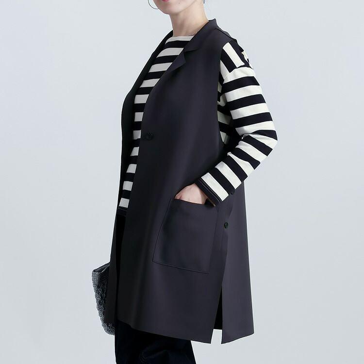 【送料無料/再入荷】 落ち感が綺麗なジレ 3色 M L 前釦あり 美ドレープ 洗える レディース トップス ジレ ベスト ロングジレ 体型カバー ダンボールニット |  | 12