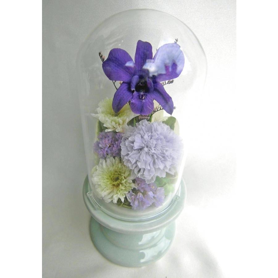 最新発見 お仏壇 お供え ガラスドーム入 仏花 祈り 紫のデンファレ アレンジ 咲き続ける プリザーブドフラワー ギフト Wantannas Go Id