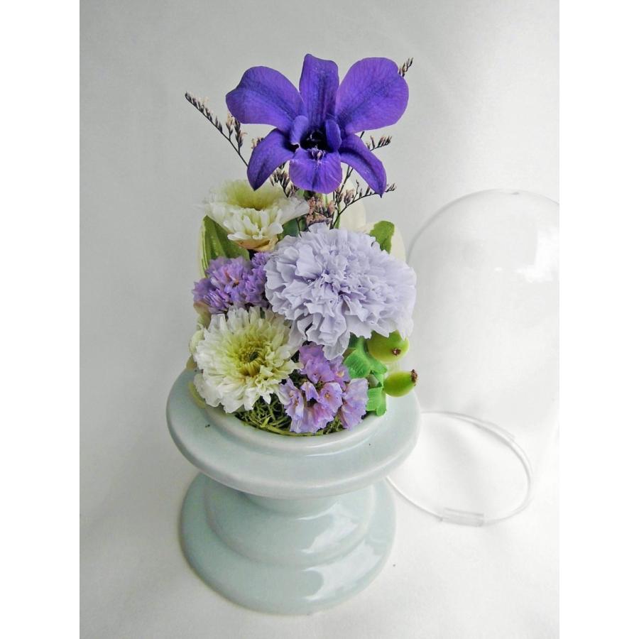 最新発見 お仏壇 お供え ガラスドーム入 仏花 祈り 紫のデンファレ アレンジ 咲き続ける プリザーブドフラワー ギフト Wantannas Go Id