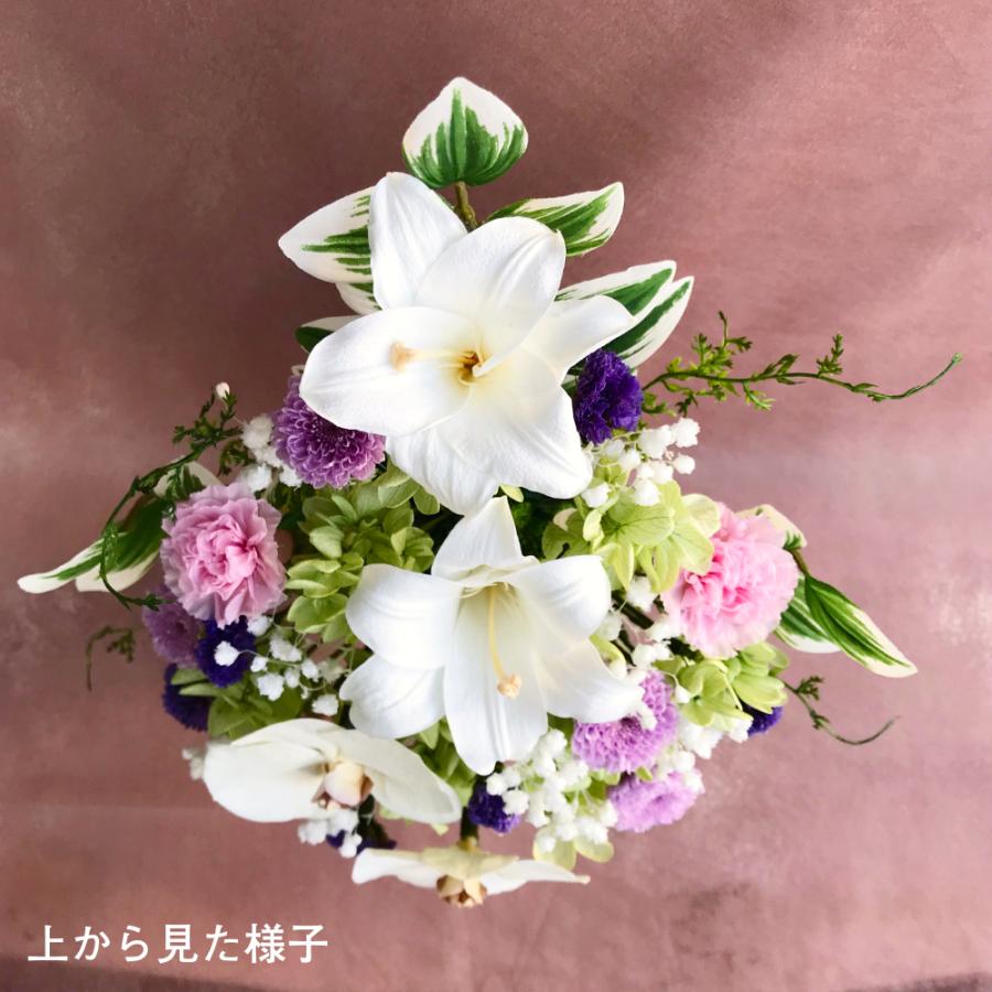 プリザーブドフラワー仏花　お供えの花　花器付　豪華な一対　胡蝶蘭 アートフォーシーズン 新盆 初盆 プリザーブドフラワー 仏花