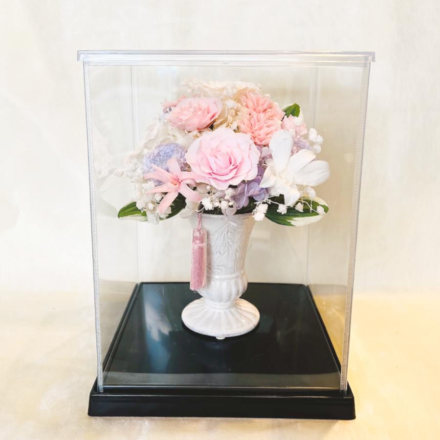 仏花 お祝い プリザーブドフラワー 送料無料 枯れない花 お仏壇 お供え花 お彼岸 薔薇 カーネーション あじさい 保護ケース プレゼント インテリア 造花 ギフト | ブランド登録なし | 04