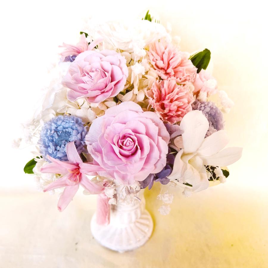 仏花 お祝い プリザーブドフラワー 送料無料 枯れない花 お仏壇 お供え花 お彼岸 薔薇 カーネーション あじさい 保護ケース プレゼント インテリア 造花 ギフト | ブランド登録なし | 08