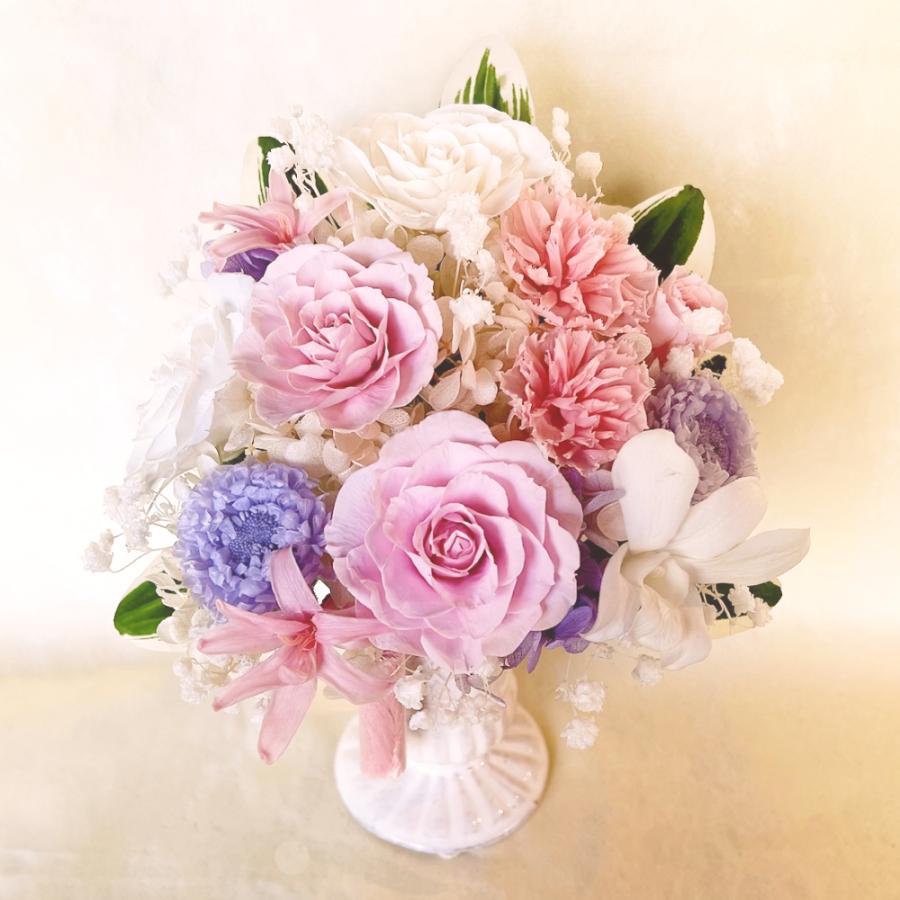 仏花 お祝い プリザーブドフラワー 送料無料 枯れない花 お仏壇 お供え花 お彼岸 薔薇 カーネーション あじさい 保護ケース プレゼント インテリア 造花 ギフト | ブランド登録なし | 09