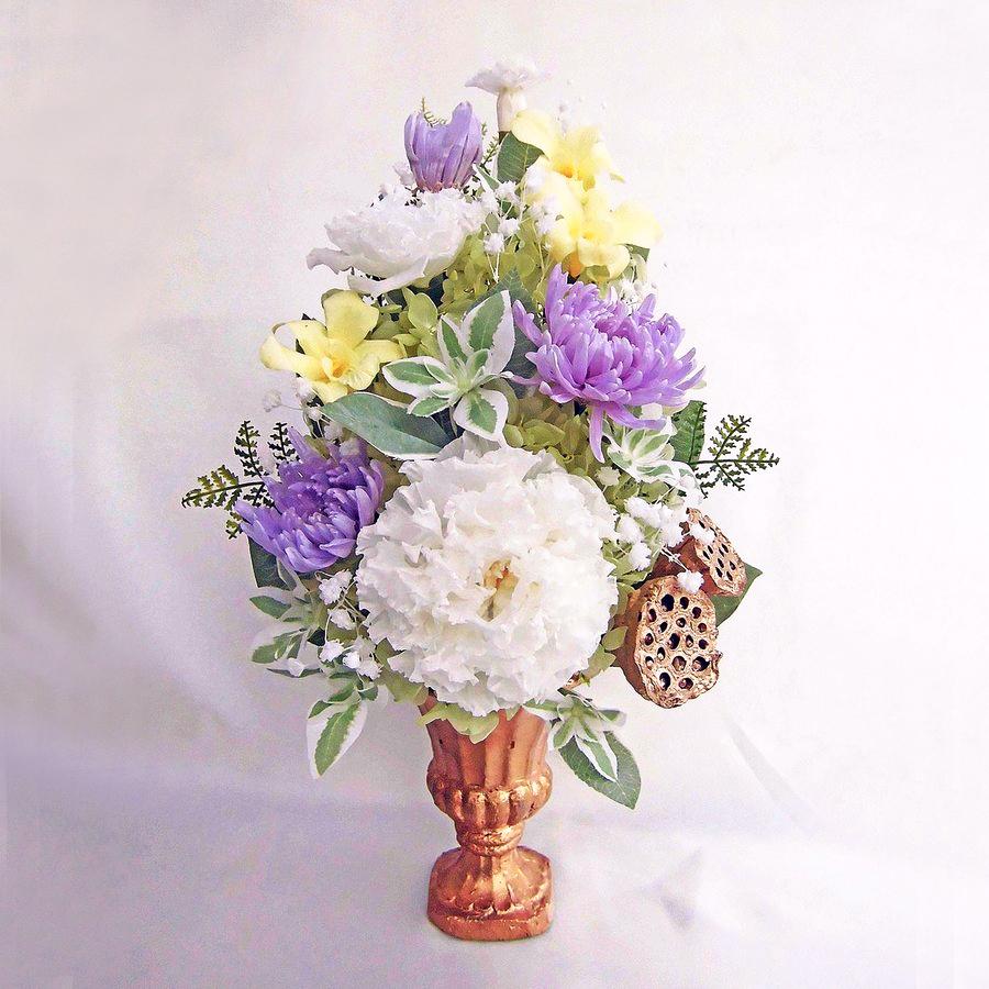 仏花 大輪のトルコキキョウと藤色の菊の アレンジ 咲き続ける プリザーブドフラワー 花器付 ギフト Bukka 150fujiiro プリザーブドフラワーギフトclaps 通販 Yahoo ショッピング