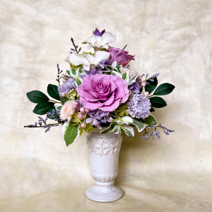 仏花 プリザーブドフラワー 送料無料 枯れない花 お仏壇 お供え花 お彼岸 仏壇飾り 花瓶付き 優華 バラ 紫陽花  インテリア 造花 ギフト | ブランド登録なし | 02