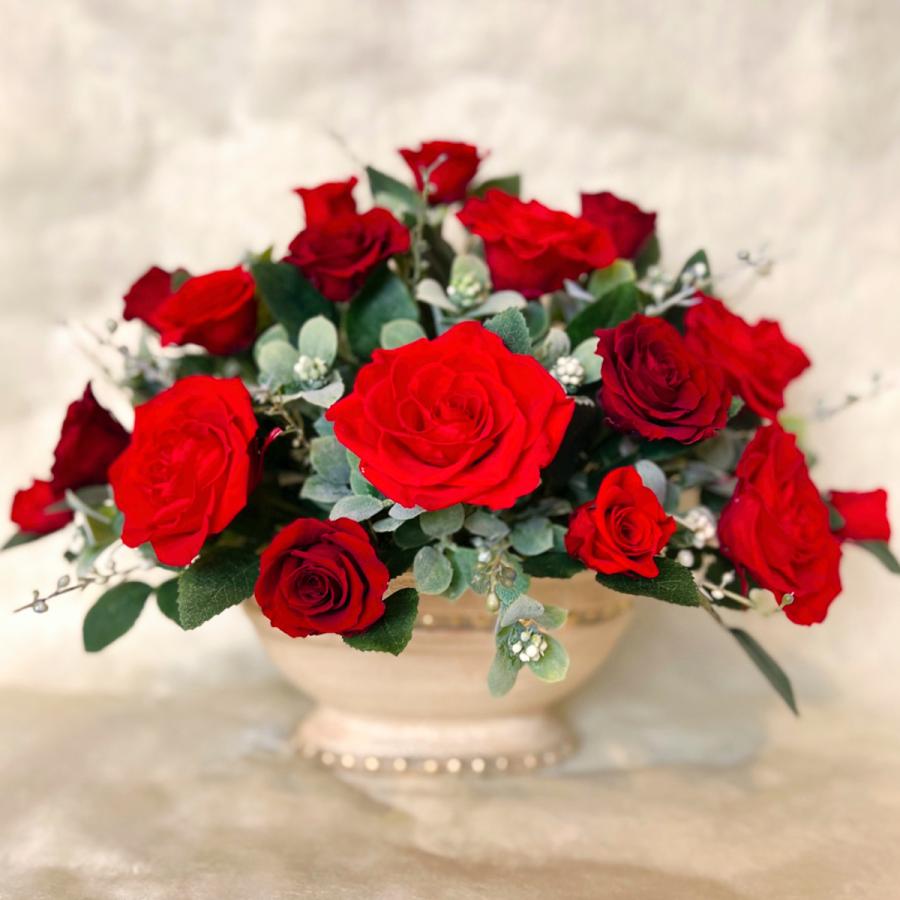 プリザーブドフラワー 送料無料 お祝い 誕生日 枯れない花 花器付き バラ 花飾り スカーレット プレゼント インテリア 造花 ギフト | ブランド登録なし | 01