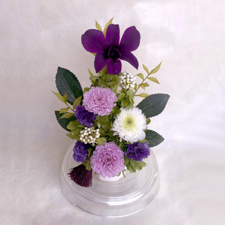 お仏壇 お供え ドーム入 仏花 祈り 藤紫ふじむらさき デンファレと小菊のアレンジ 咲き続ける プリザーブドフラワー ギフト Ldome Inori500plv プリザーブドフラワーギフトclaps 通販 Yahoo ショッピング
