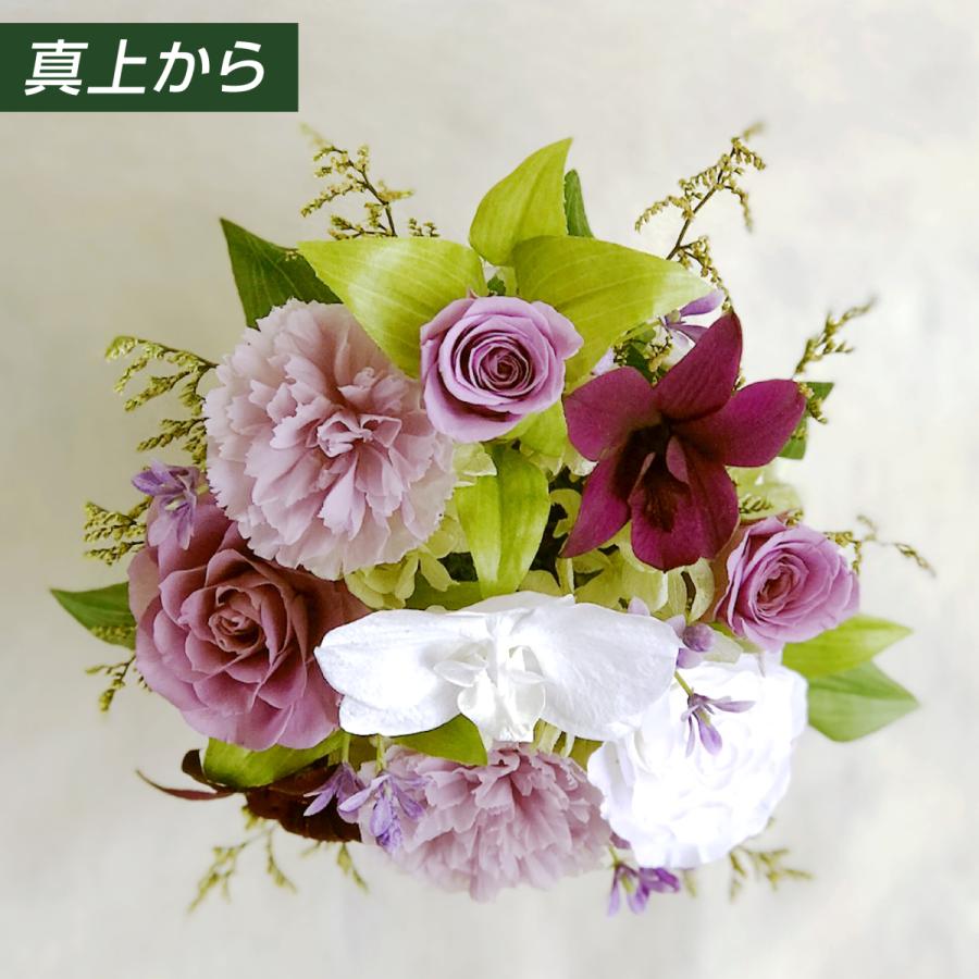 お仏壇お供え用 ケース入仏花のプリザーブドフラワー 紫色の偲 おもい バラ デンファレ カーネーション あじさい ファンタジア 咲き続けるお花のギフト Omoi1000 Kotyoumurasaki プリザーブドフラワーギフトclaps 通販 Yahoo ショッピング