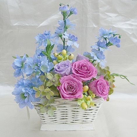 プリザーブドフラワー花スウィートラズベリーデルフィニュウムとオールドローズのアレンジ Sweetlazberry プリザーブドフラワーギフトclaps 通販 Yahoo ショッピング