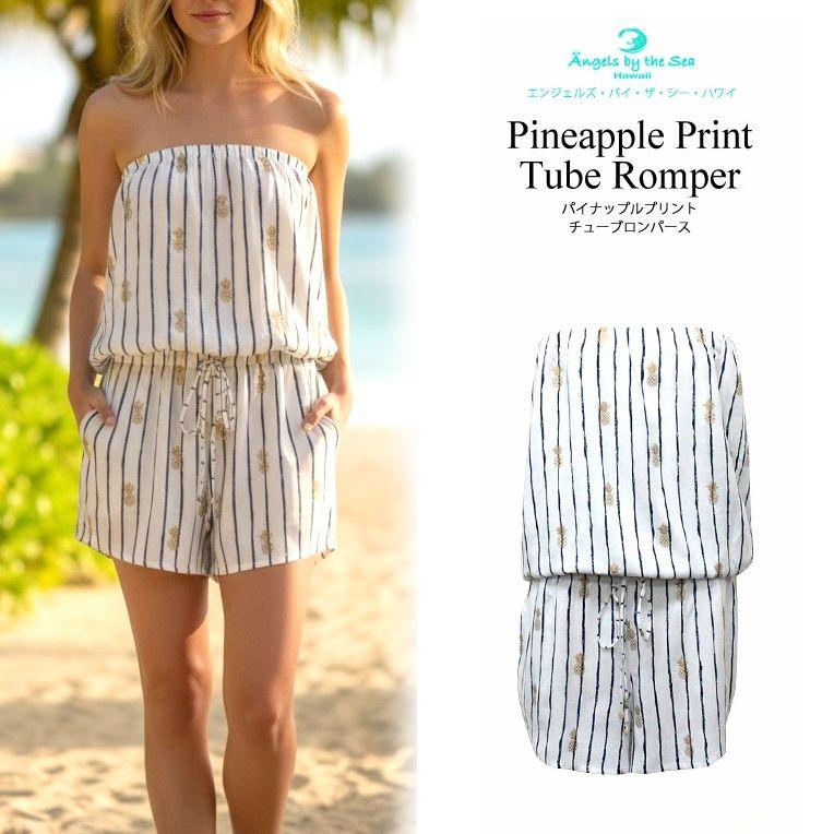 ハワイ リゾート 夏 白 ホワイト ネイビー オールインワン Angels by  