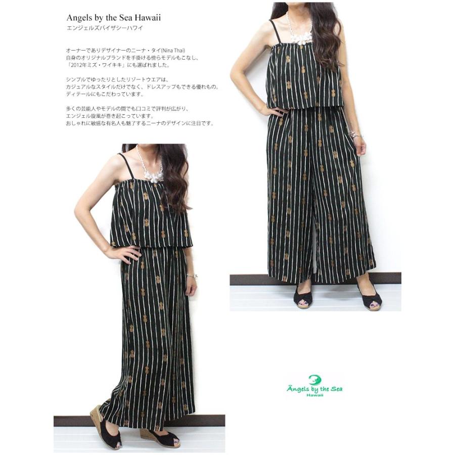 ハワイ リゾート オールインワン サロペット レディース ブラック 黒 夏 Angels By The Sea Hawaii パイナップルプリント コナ ジャンプスーツ Abtsh253 Clara Hawaiian Select Shop 通販 Yahoo ショッピング