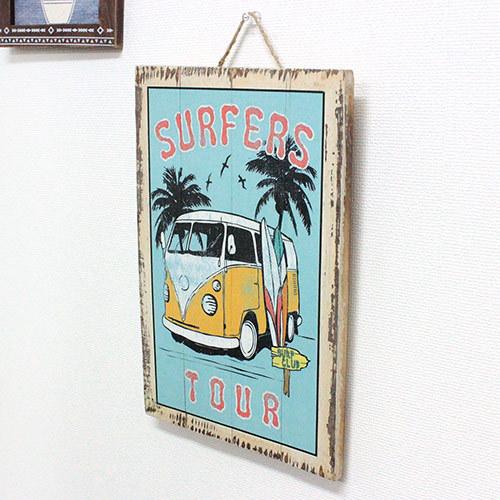22新作 ハワイアン雑貨 壁掛け インテリア 絵 おしゃれ アートボード Kahiko ヴィンテージカンバン Surfers Tour かわいい Originaljustturkey Com