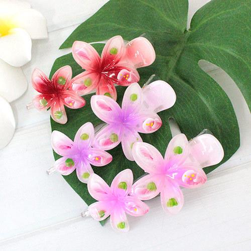 ハワイ ヘアアクセサリー Kahiko シェルスタ ハワイアン雑貨 ハーフアップ ヘアクリップ ポニーテール 可愛い 花 出色 花